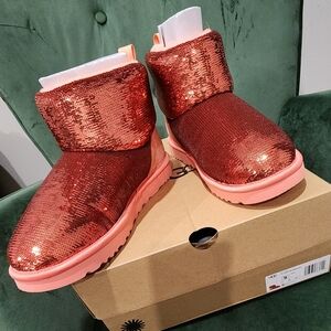 UGG Classic Mini Mirror Ball Boots-Starfish Pink